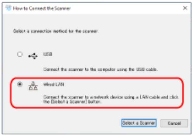 FUJITSU SP-1120N - Select [Wired LAN] and connect the scanner to the computer as follows. - 1