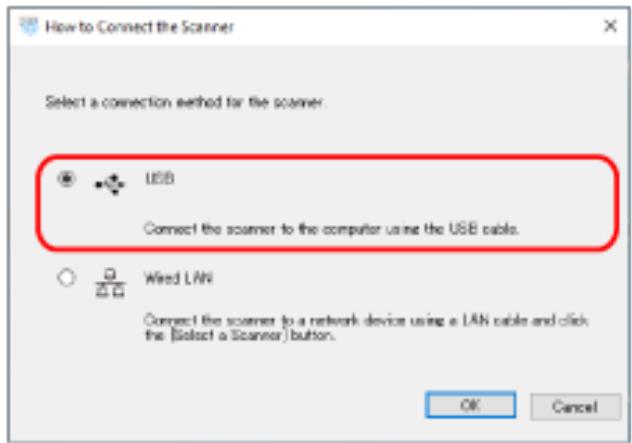FUJITSU SP-1120N - Select [USB] and connect the scanner to the computer as follows. - 1