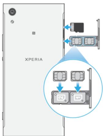 SONY XA1NOIR+CASQUE - Pour insérer les cartes nano SIM et la carte mémoire - 1