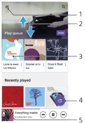 SONY XA1NOIR+CASQUE - Écran d'accueil de l'application Musique - 1