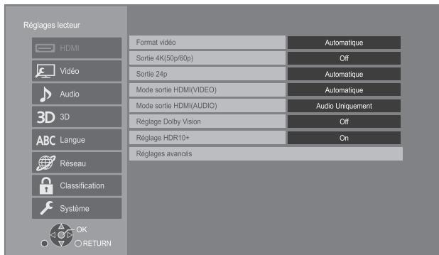 PANASONIC DP-UB820EFR - Menu de réglage - 1