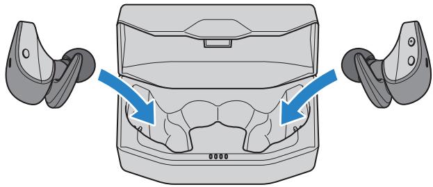 YAMAHA TW-ES5A - Placez les écouteurs dans leur boîtier chargeur. - 1