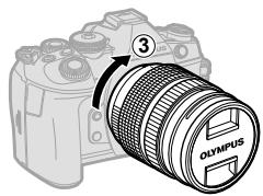 OLYMPUS E-M1 MARK 2 - Montage d'un objectif sur l'objet photo - 3
