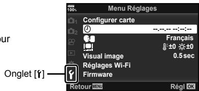 OLYMPUS E-M1 MARK 2 - Sélectionnez [O] dans l'onglet [f] (Réglages). - 1