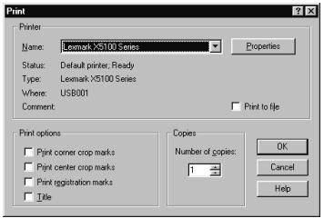 LEXMARK X5100Series - Utilisation de l'écran Propriétés d'impression - 1