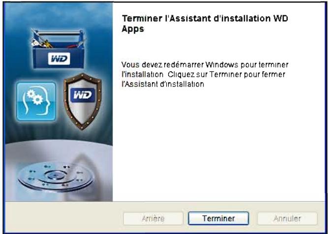 WESTERN DIGITAL DD2,5 500 ULTRA BK - Quand l'installation est terminée, cliquez sur Terminer pour quitter l'Assistant d'installation WD Apps : - 1