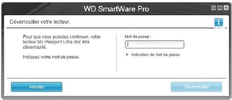 WESTERN DIGITAL DD2,5 500 ULTRA BK - Déverrouillage du disque dur avec le logiciel WD SmartWare - 2