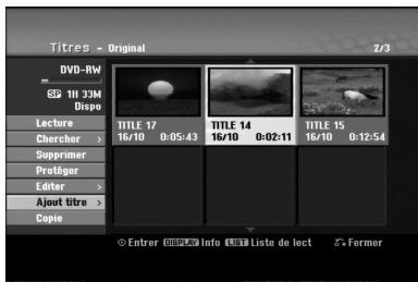 LG-GOLDSTAR RH270 - Ajout de titres/chapitres supplémentaires à la liste de lecture -RWVR RAM - 1