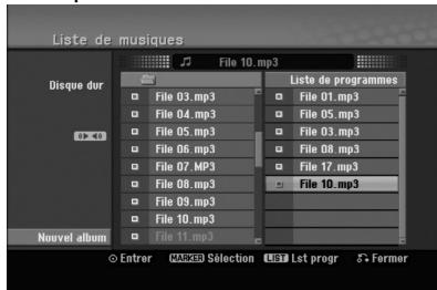 LG-GOLDSTAR RH270 - Options du menu de la liste de programmes - 1