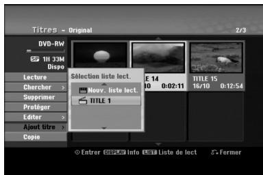 LG-GOLDSTAR RH270 - Ajout de titres/chapitres supplémentaires à la liste de lecture -RWVR RAM - 2
