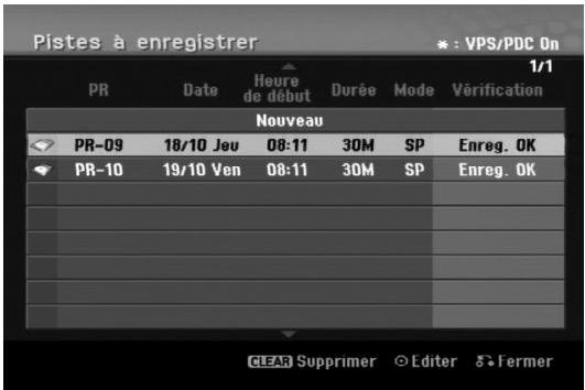 LG-GOLDSTAR RH270 - Vérification des détails de l'enregistrementprogrammé - 1