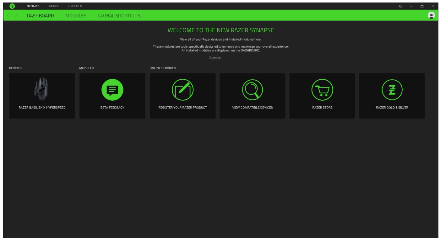 RAZER Basilisk X HS - Tableau de bord - 1