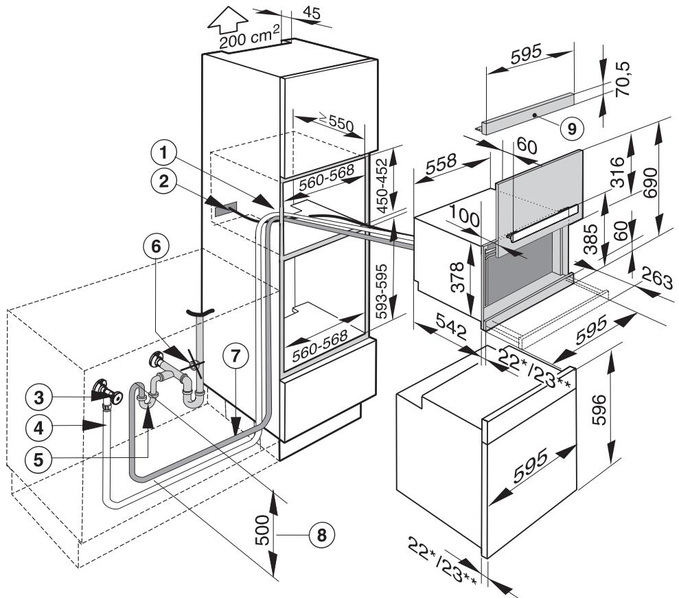 MIELE DGD4635 - DGD 6605 / DGD 6635 (niche d'encastrement de 450 mm) - 1