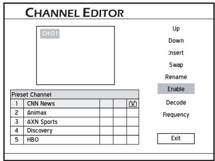 LITE-ON LVW 5027 HC+ - Activer/désactiver des chaînes TV - 1