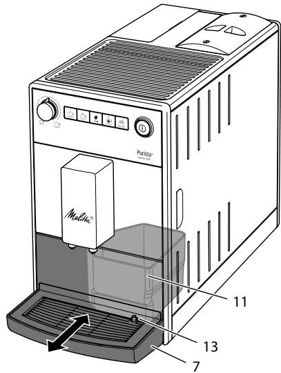 MELITTA F230-002 - Vaciar la bandeja de goteo y el cajón para posos de café - 1