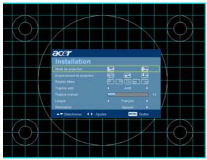 ACER P1303PW - Menu d'installation - 1