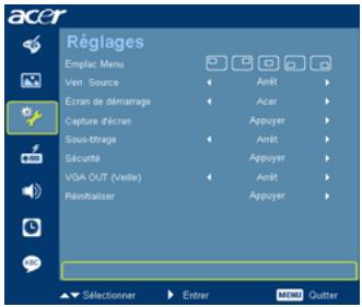 ACER P1303PW - Réglages - 3