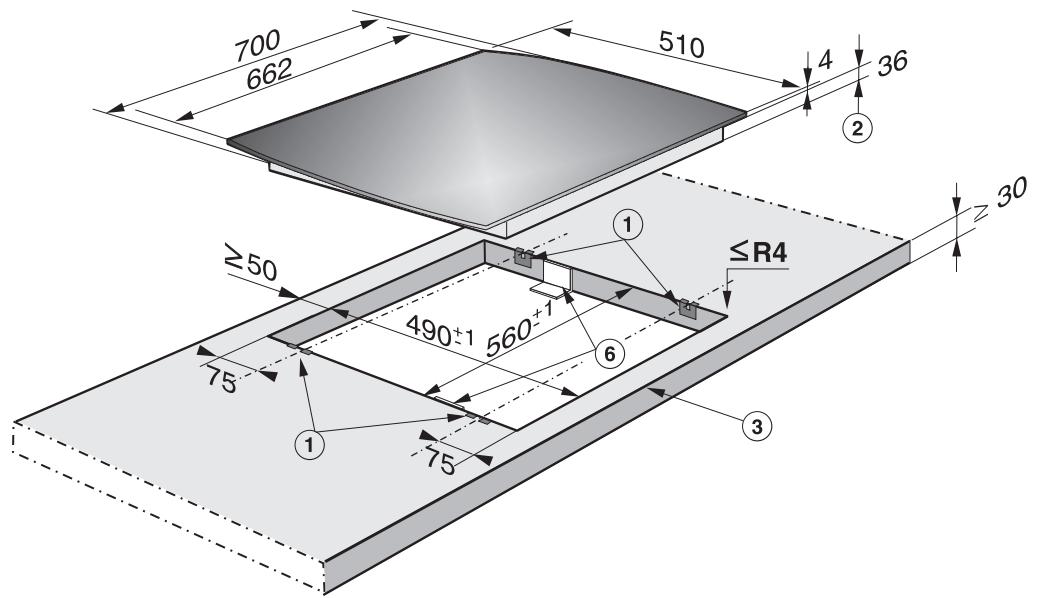 MIELE KM 548 - Cotes d'encastrement KM 548 - 1