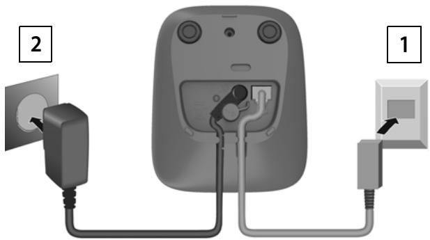 GIGASET E200 DUO - Raccordement de la base au secteur et au réseau téléphonique - 1