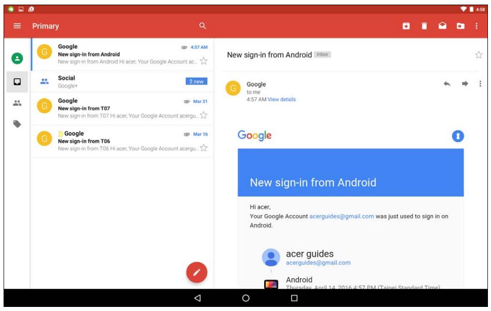 ACER A3-A40-N9E6X - Quand vous avez fini de rédiger votre message, appuyez sur - 1