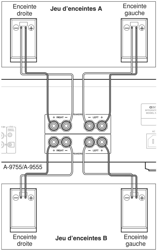 ONKYO A-9555 - Connexion des câbles d'enceinte - 5
