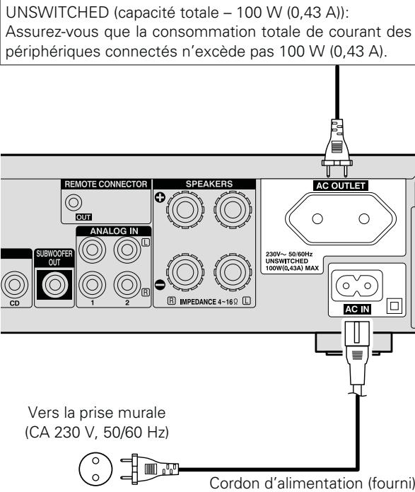 DENON D-F109C SPCW SILV./B - Branchement à la prise AC OUTLET - 1