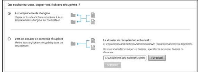 WESTERN DIGITAL DD 1To BK+CLUSB 1660 - Ecran Sélectionner une destination pour les fichiers récapucérés : - 1