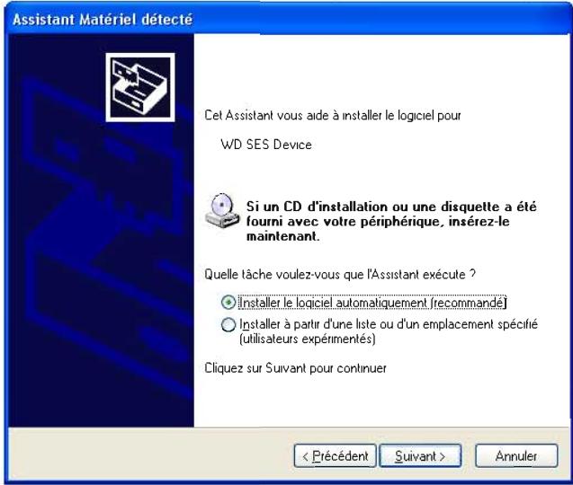 WESTERN DIGITAL DD 1To BK+CLUSB 1660 - Sélectionné Installer le logiciel automatiquement et cliquez sur Suivant : - 1