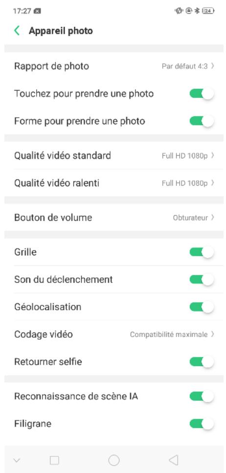 OPPO SMARTPHONE_RX17_PRO_VIOLET_128GO - Paramètres de l'appareil photo - 1