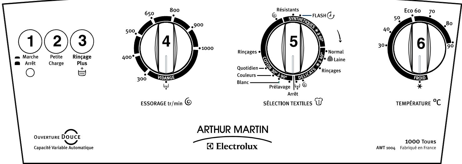 ARTHUR MARTIN AWT1004 - Le bandeau de commandes - 1