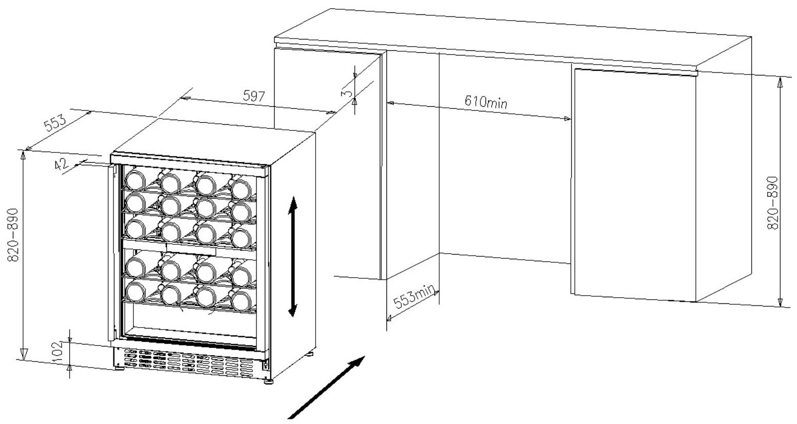 CANDY CCVB120 - TAILLE DE L'APPAREIL ET DU MEUBLE D'ENCASTREMENT - 1