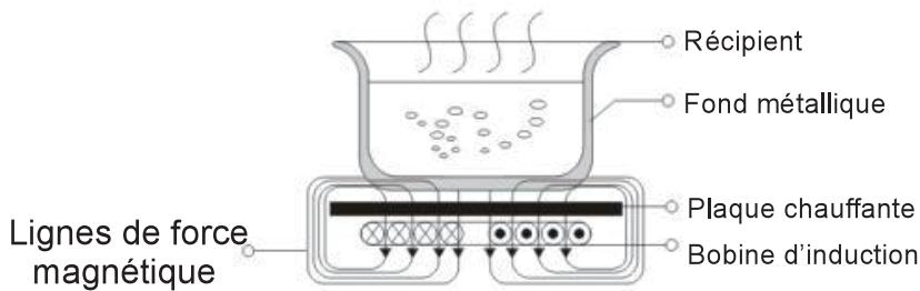 DARTY INDUC2 INOX - Description du principe de chauffage du cuiseur à induction : - 1