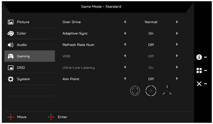 NITRO VG252QPBMIIPX - Ajuster les Jeux - 1
