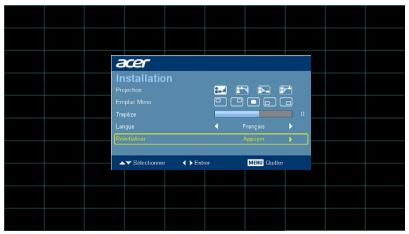 ACER K750 - Menu d'installation - 1
