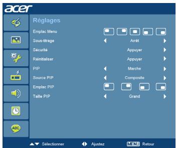 ACER K750 - Réglages - 1