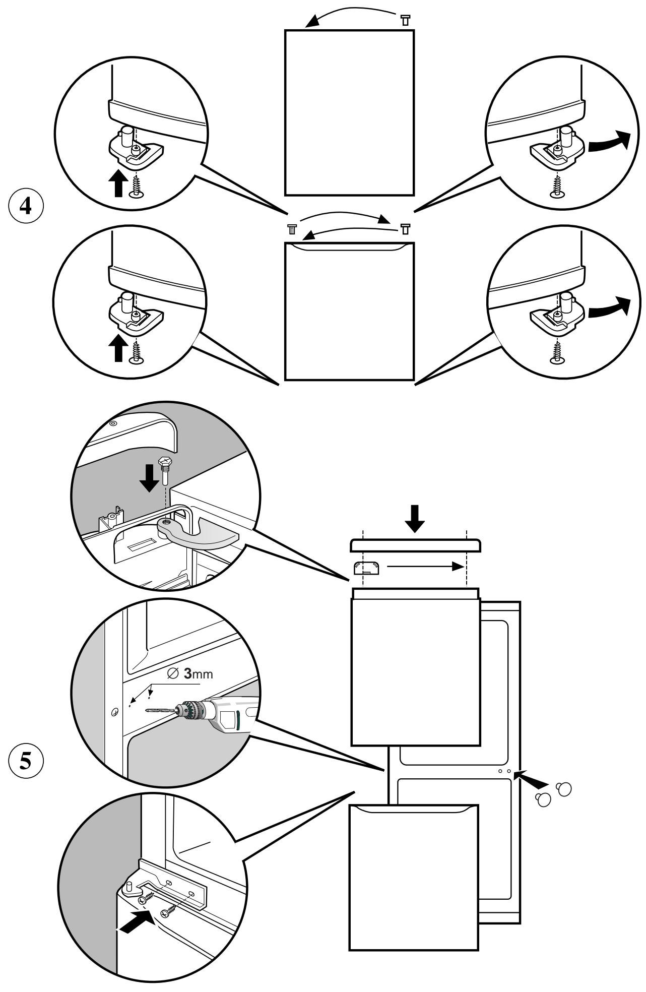 ARISTON MBAA 3822C INOX - Réversibilité de l'ouverture des portes - 4
