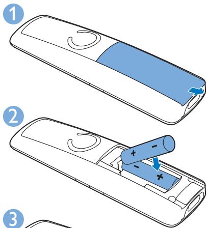 PHILIPS D6352W - Installation des batteries fournies - 1