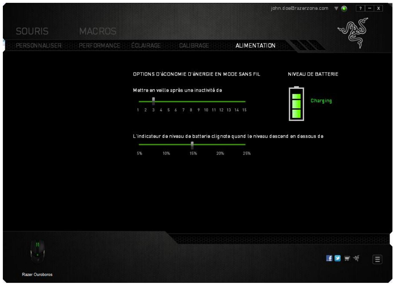 RAZER OUROBOROS - ONGLET ALIMENTATION - 1