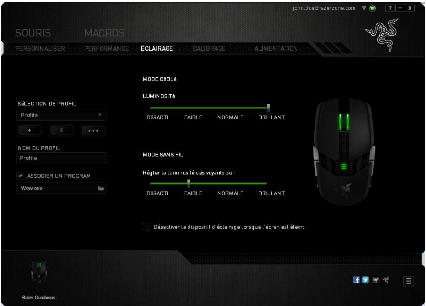 RAZER OUROBOROS - ONGLET ÉCLAIRAGE - 1