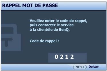 BENQ MP525P - Procedure derappel demotde passe - 1