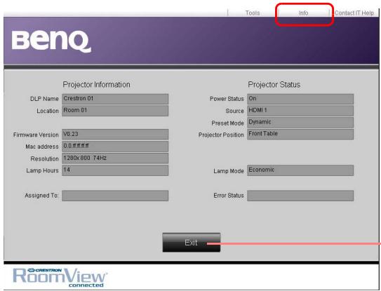 BENQ MP525P - Contrôler le projecteur à distance via un navigateur Web - 5