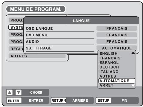 SHARP DV-RW250F - Utilisation du MENU DE PROGRAM. - 5