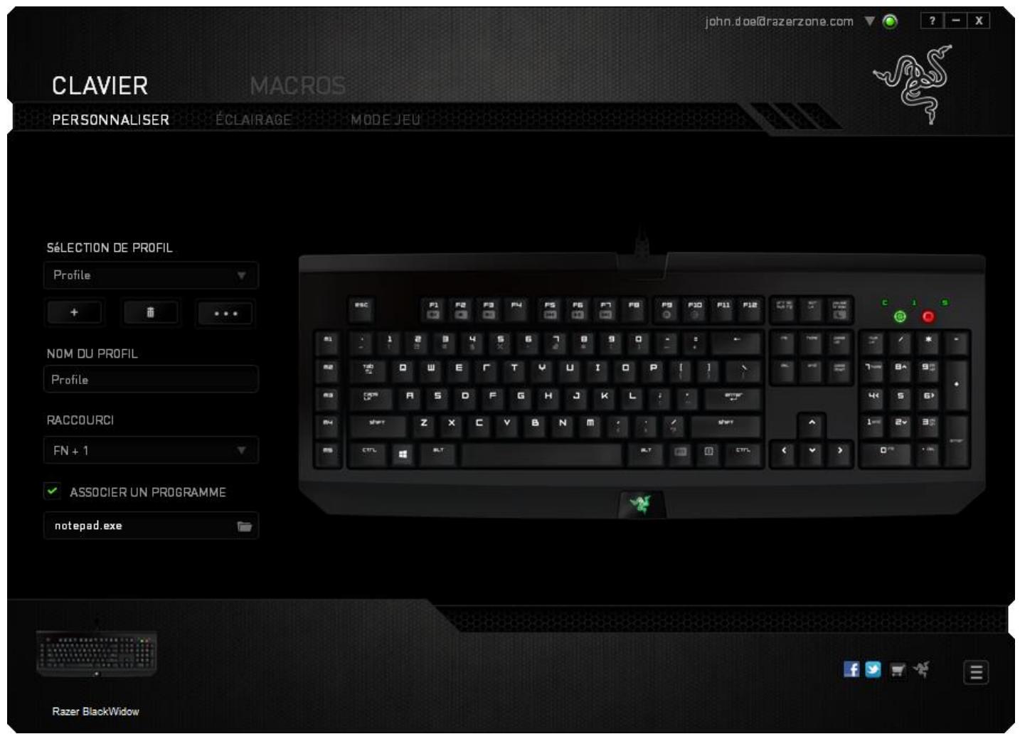 RAZER BLACKWINDOW 2014 - Onglet Personaliser - 1