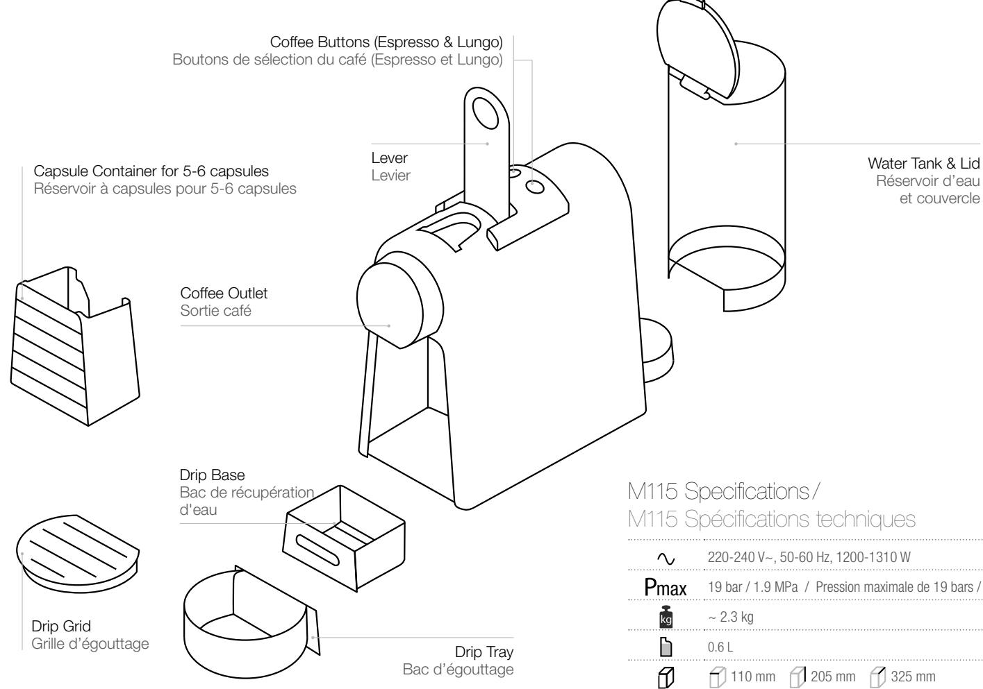 MAGIMIX NESPRESSO ESSENZA MINI - Machine Overview/Présentation de la machine - 3