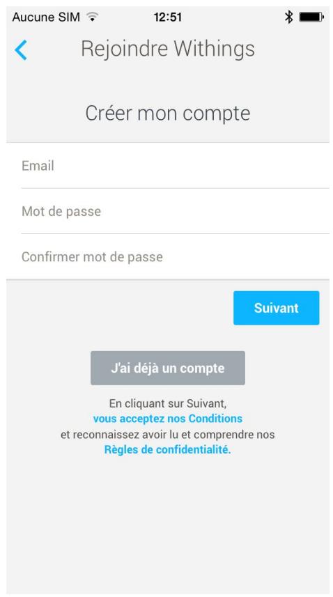 WITHINGS AURAC - Creation d'un compte à l'aide de l'application Health Mate - 2