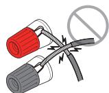 YAMAHA HTR-3069 - Précautions relatives au raccordement des cables d'enceinte - 2