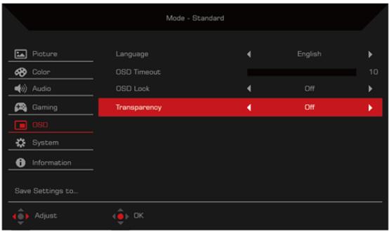 NITRO XZ242QPBMIIPHX - OSD - 1