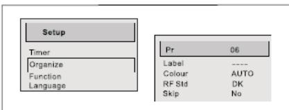 TOKA LTV 3699 - Sous-menu ORGANISER : - 1