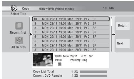 PIONEER DVR-530H-AV - Sélectionnez le mode de copie, VR ou video. - 2