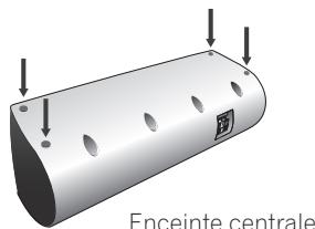 PIONEER DVR-530H-AV - Fixez les petits coussinets antidérapants sur la base du haut-parleur central. Les quatre grands coussinets antidérapants sont destinés au caisson de basse à récepteur ( comme illustré). - 3